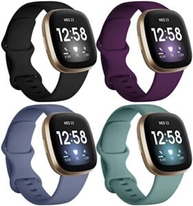 Read more about the article Fitbit Sense/Versa 3와 호환되는 Dirrelo 밴드, (4팩) 교체용 TPU 스포츠 손목 밴드 Versa 3 Sense 밴드 액세서리 여성용 남성용 대형 블랙 모데나 블루그레이 파인그린